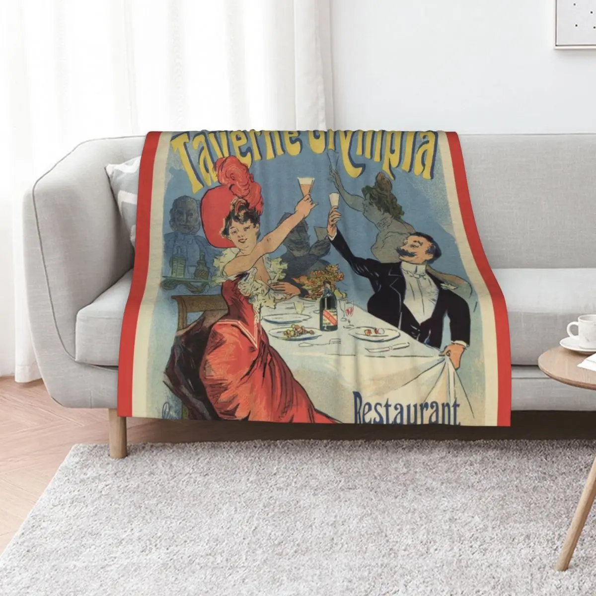 French Paris Restaurant advert by Chéret 1899 Throw Blanket Summer Hairys sofa bed Sofa Blankets