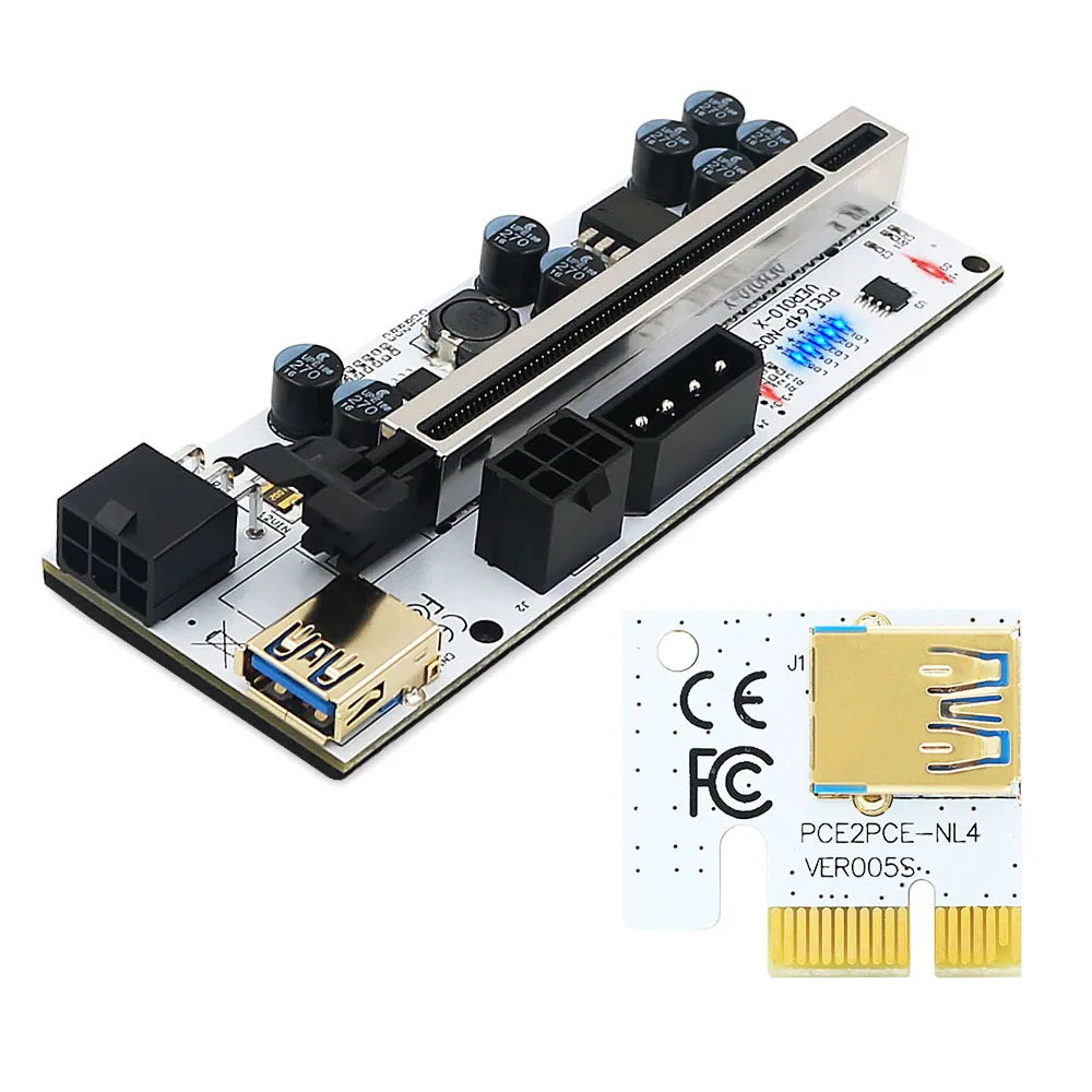 PCIE 라이저 VER010X USB 3.0 VER 010X PCI 익스프레스 케이블 라이저, 비디오 카드 X16 확장기, 비트코인 채굴용 PCI-E 라이저 카드, 6 개