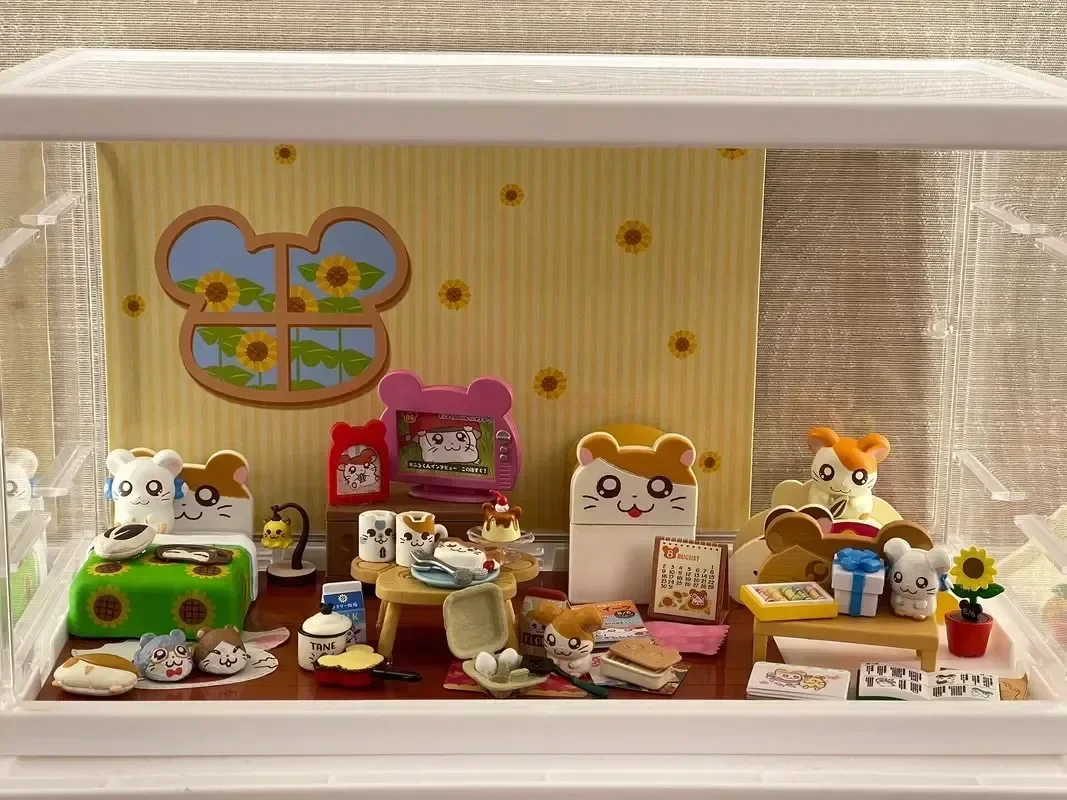 Hamtaro Room Re-Ment Genuine  Anime Miniature Model cute mini Bedroom furniture hamster Figure Toys Gift Collection Ornamen