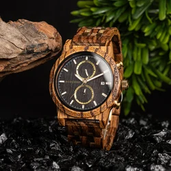 BOBO BIRD Luxury Wood Watch Men Timepieces Chronograph Auto Date Male Quartz Wristwatches Great Gift For Men Custom Dropshipping