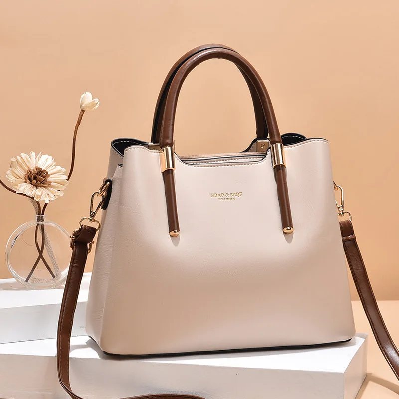 

2023 New Fashion Women's Handbag Large Capacity Hot Selling Middle-aged Mother Bag High-end Atmosphere Solid Color Crossbody Bag