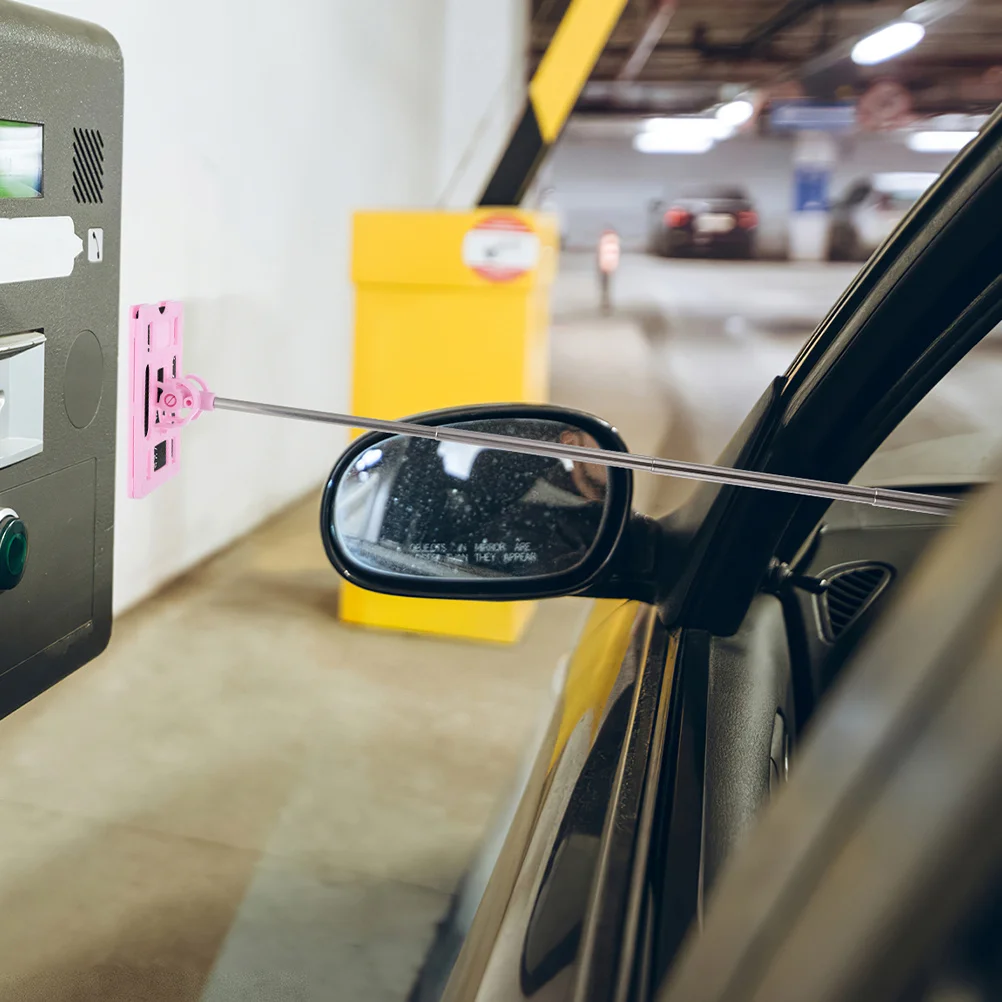 2 قطعة حامل بطاقة قضيب تليسكوبي وقوف السيارات الدفع تماس للتمديد أداة الوصول قابل للتعديل وقوف السيارات لفة الضرب عصا #2