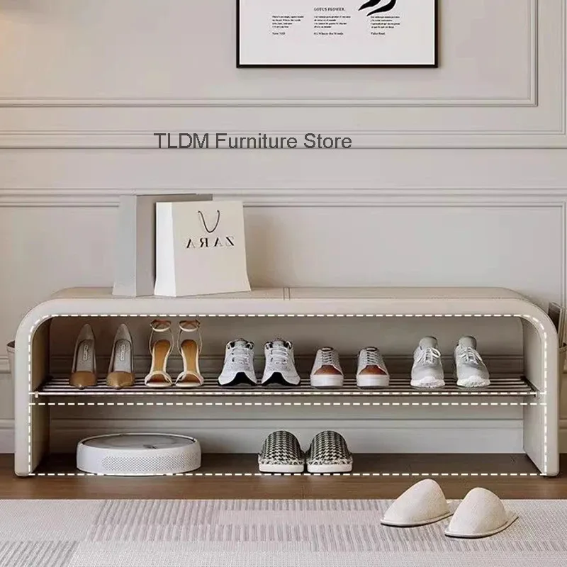 Mueble de entrada de metal con espacio de almacenamiento, estante para guardar zapatos, banco de diseño, estante para zapatos, mueble moderno para sala de estar, muebles de entrada.