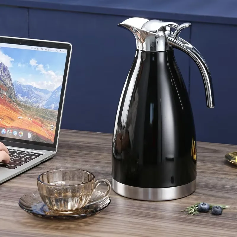 バー、ホームオフィス用の2リットル高品質ステンレススチール魔法瓶ポータブル真空断熱コーヒーメーカー