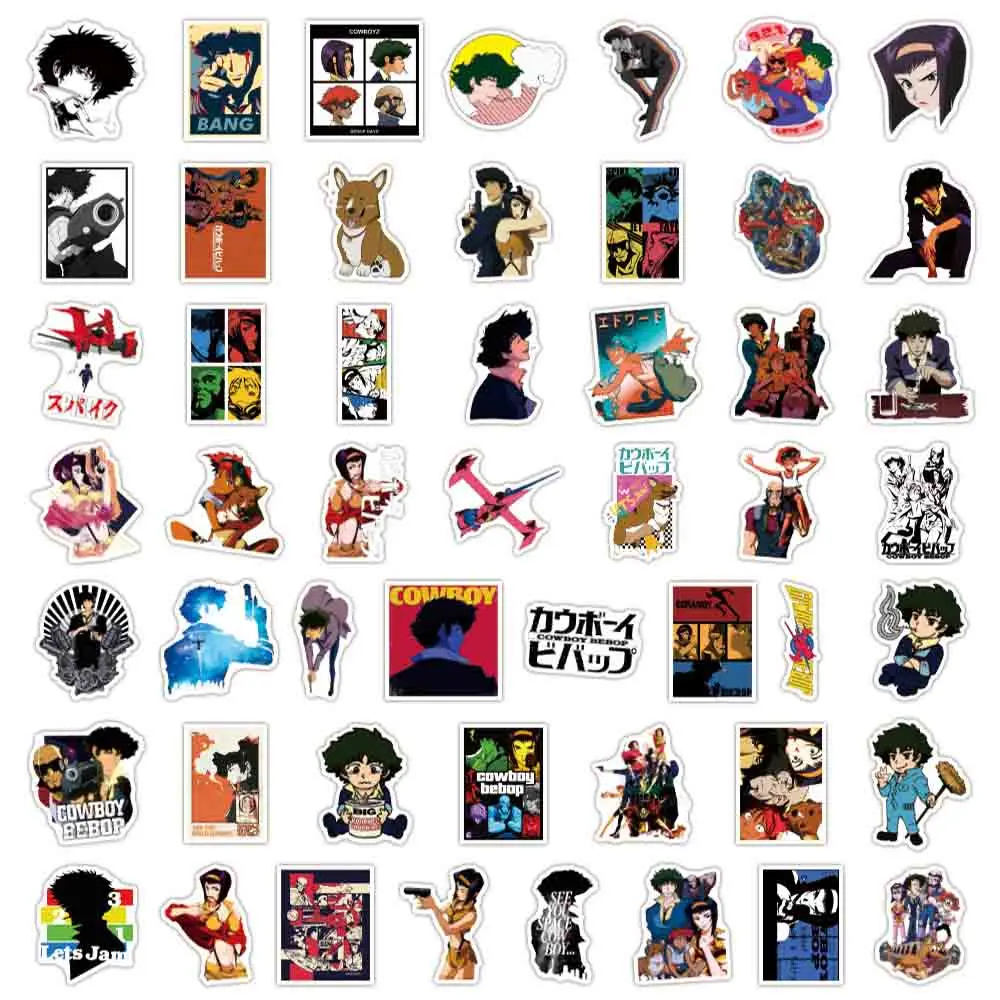 10/30/50pcs Cool Anime Cowboy Bebop Cartoon Stickers Decals for Skateboard Laptop Phone Fridge Waterproof Classic Manga Sticker