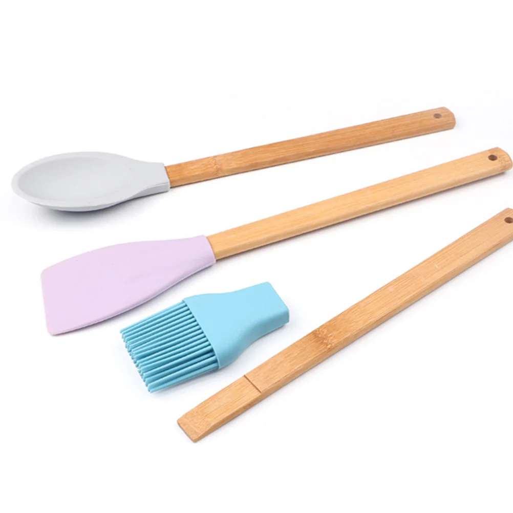 

3 pcs BBQ Brush Spatula Set Silicone Spoon Pink Food Scraper Multifunction Kitchen Baking Pastry Tool Cake Cream Oil Brush