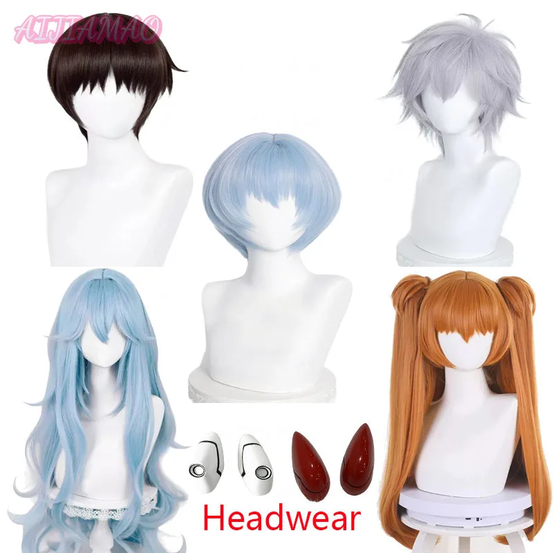 

High Quality Anime EVA Cosplay Asuka Langley Soryu Rei Ayanami Kaworu Nagisa Wig Heat Resistant Hair EVA Hairpin Wigs + Wig Cap