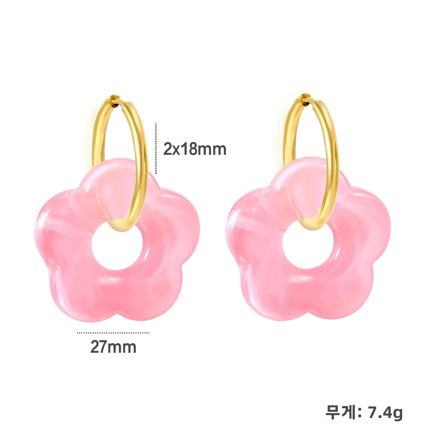 LUXUSTEEL 2pc/1pair Flower style Earring Colorful Stud Earrings Golden Stainless Steel Women\'s Earrings Jewelry Accessories