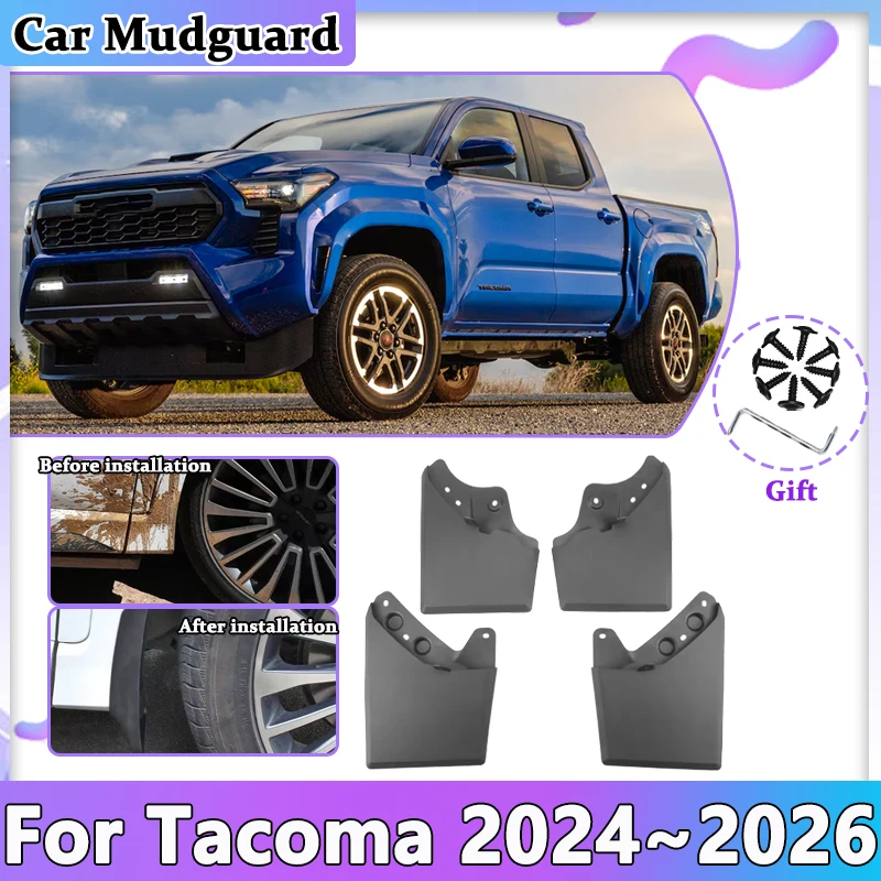 

4x Car Mud Flaps For Toyota Tacoma N400 2024 Accessories 2025 2026 Mudguards Splash Guard Front Rear Anti-splash Fender Mudflaps