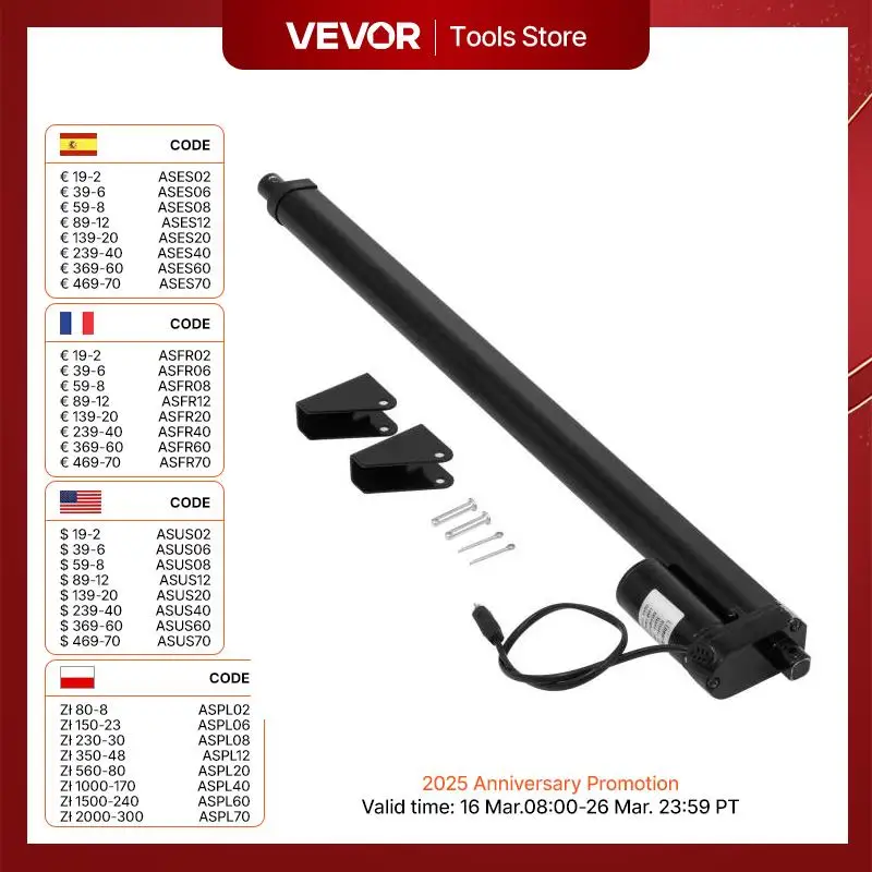 Recensione e Valutazione del VEVOR 12V Solar Tracker Linear Actuator 20 Stroke: Un Motore Elettrico per Applicazioni Diverse