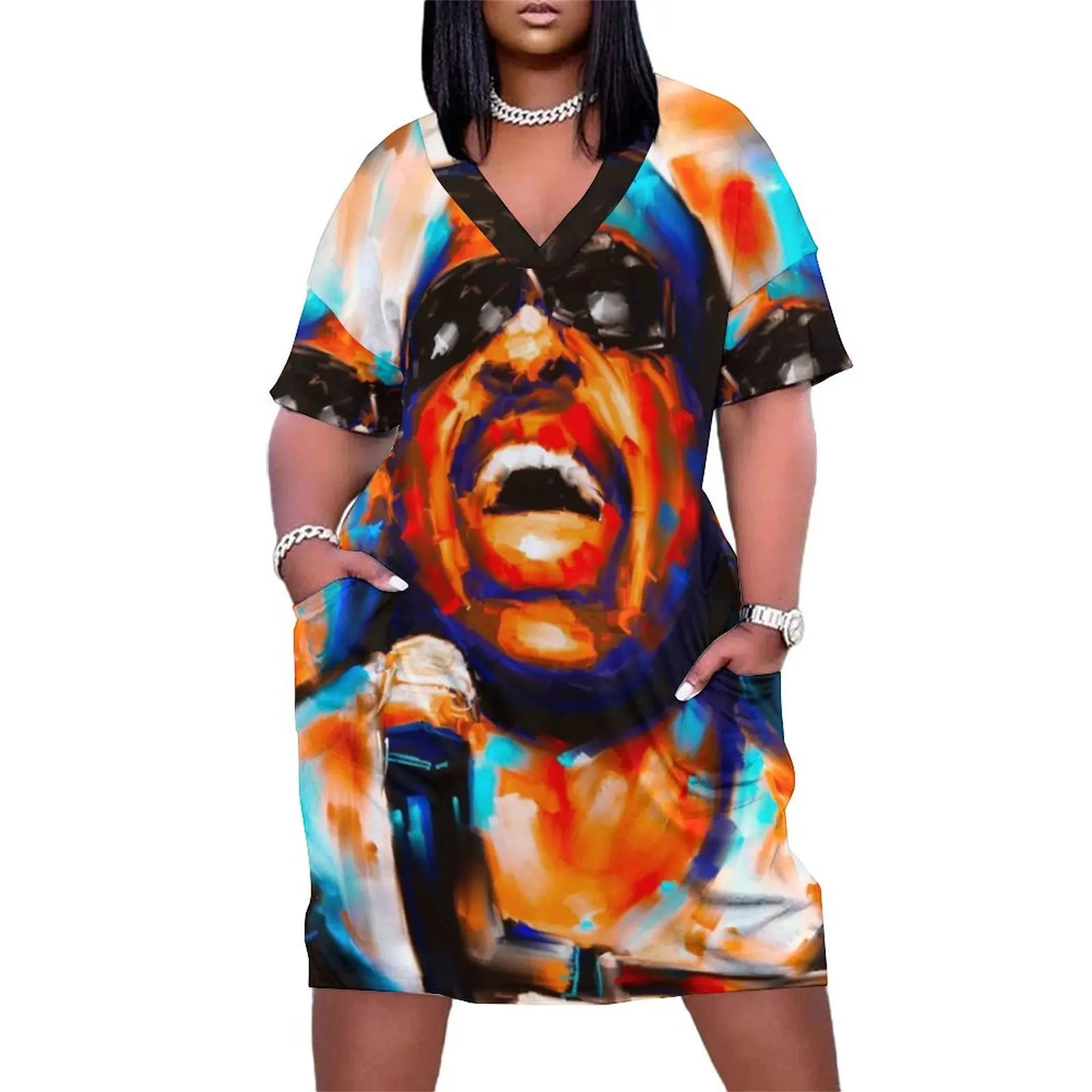 

Stevie Wonder portrait Loose Pocket Dress Dresses gala summer clothes for women