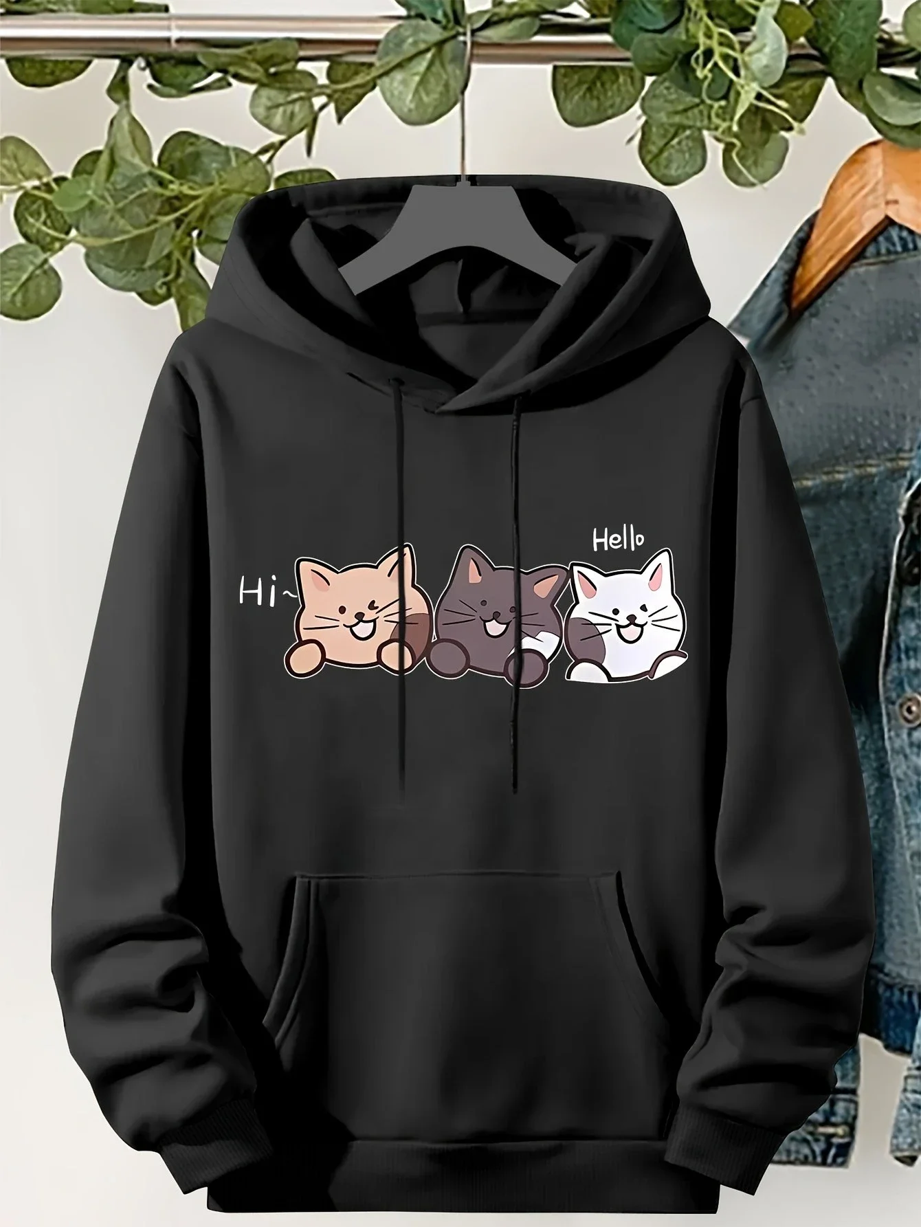 

Cute Three Kittens Printed Hoodie Autumn Winter New Women's Round Neck Top Hoodie Women's Sweatshirt Casual Clothing