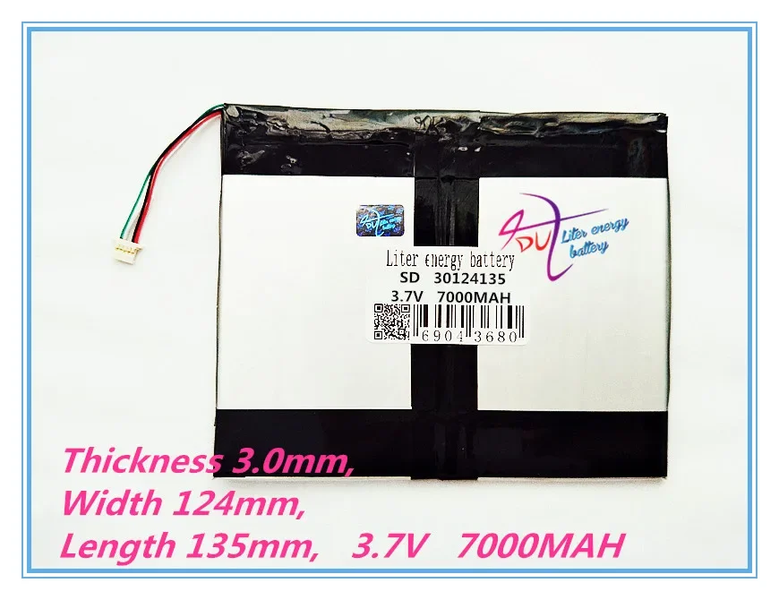 4 thread polymer lithium ion battery 30124135 3.7V 7000MAH With plug For CH, Tablet PC Battery , Perfect quality of lar