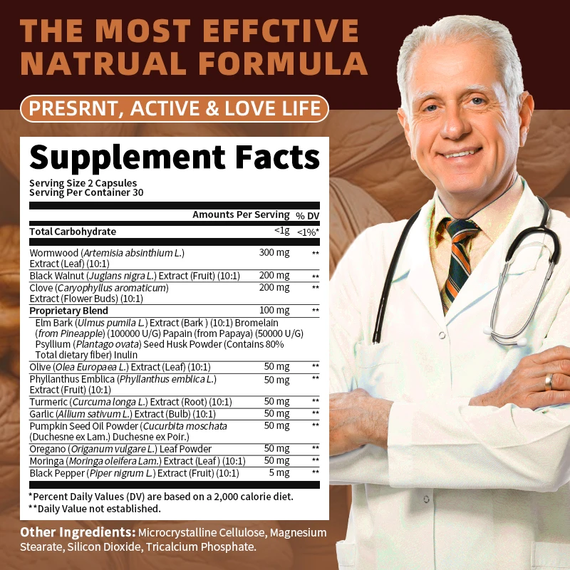 GPGP GreenPeople Black Walnut Wormwood Capsules with Clove & Garlic Gut Balance & Digestive Health Support,Botanical Supplement
