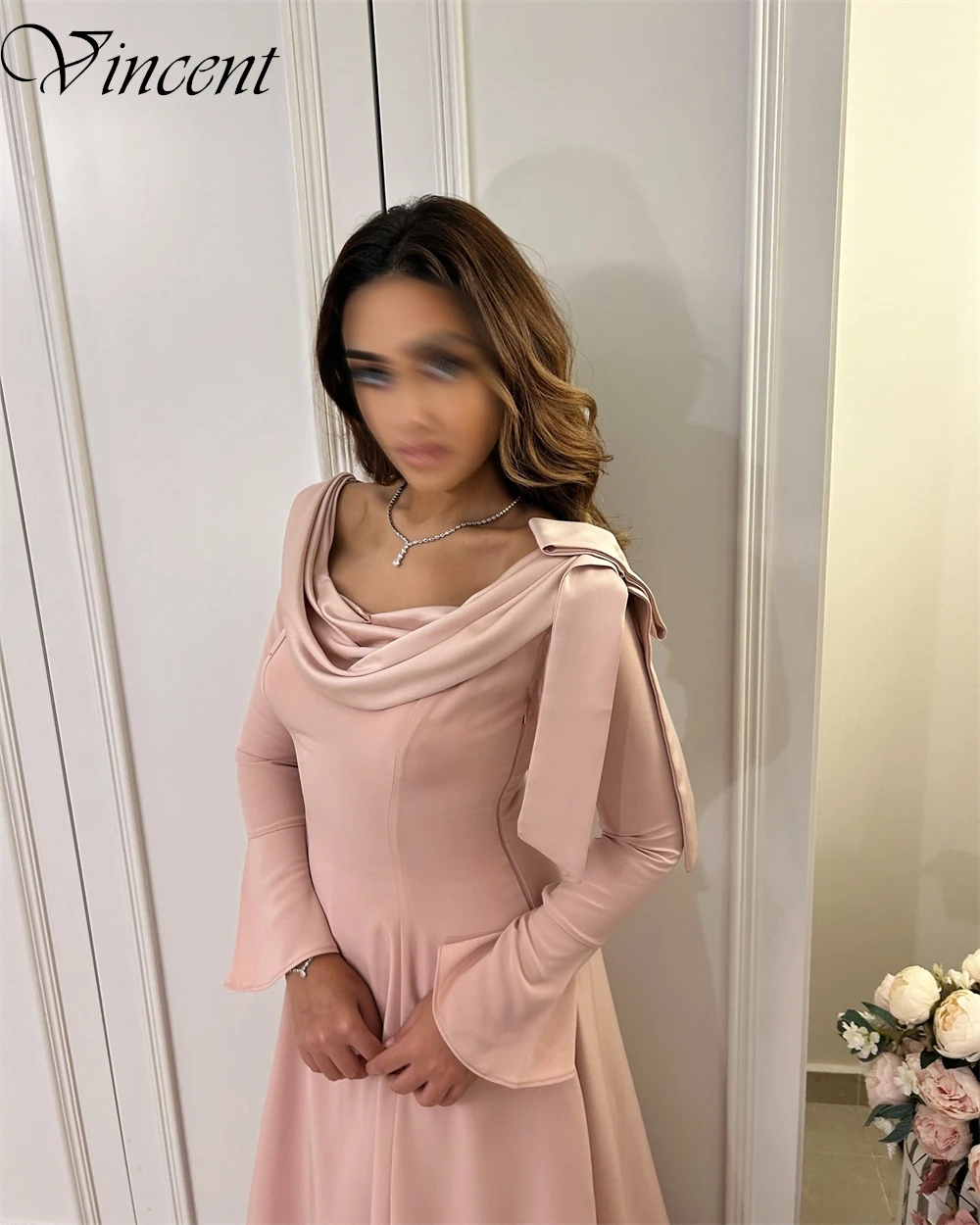 Customized Classic Strapless Long Sleeves Prom Dresses Simple A-Line Special Occasion Gowns High Quality Jersey Evening Dresses