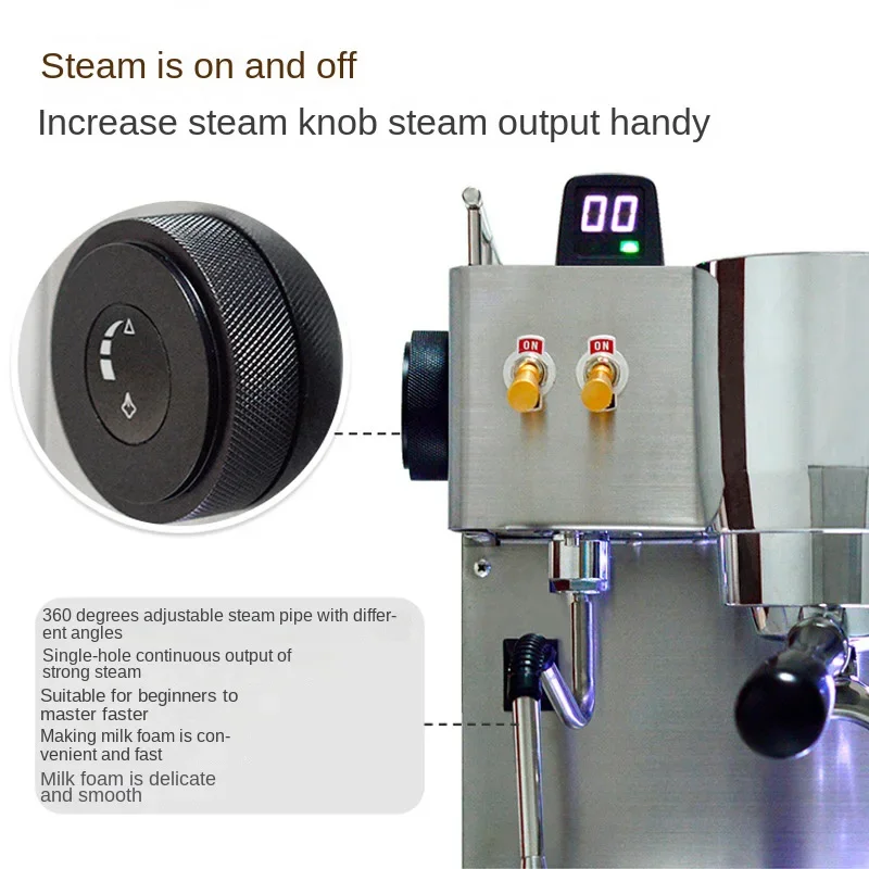 Máquina de café semiautomática italiana em19m3, m2, bomba dupla, doméstica, três furos, máquina de desenho a vapor independente