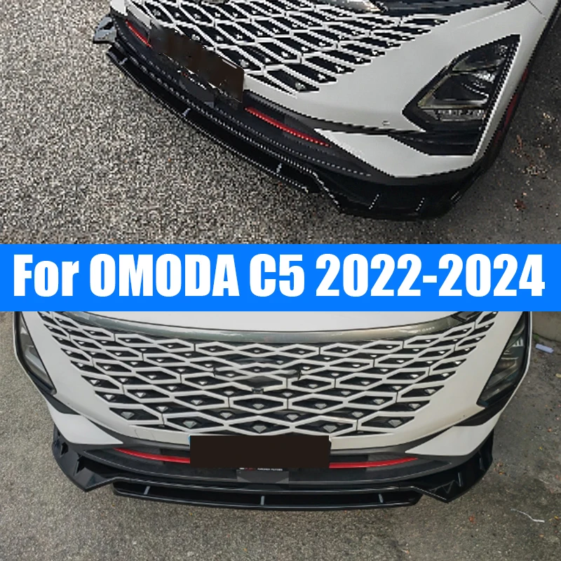 For OMODA C5 2022 2023 2024 ABS material four segment front spoiler car exterior personalized modification part