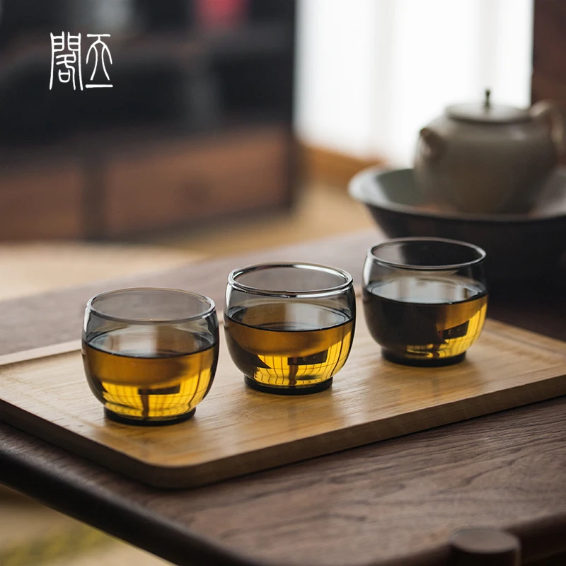 

Chinese Sle Transparent Glass Tea Cup Set for Brewing Tea Home Use Gongfu Tea Set Simple Modern mat Tea Utensils