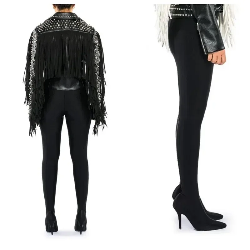 Satins Elastic Cloth Jumpsuit Pants Boots Women Racing Party Trendy Sexy Steel Pipe Dance Pants Boots High-heel 8.5cm/10cm 34-45 - view 2