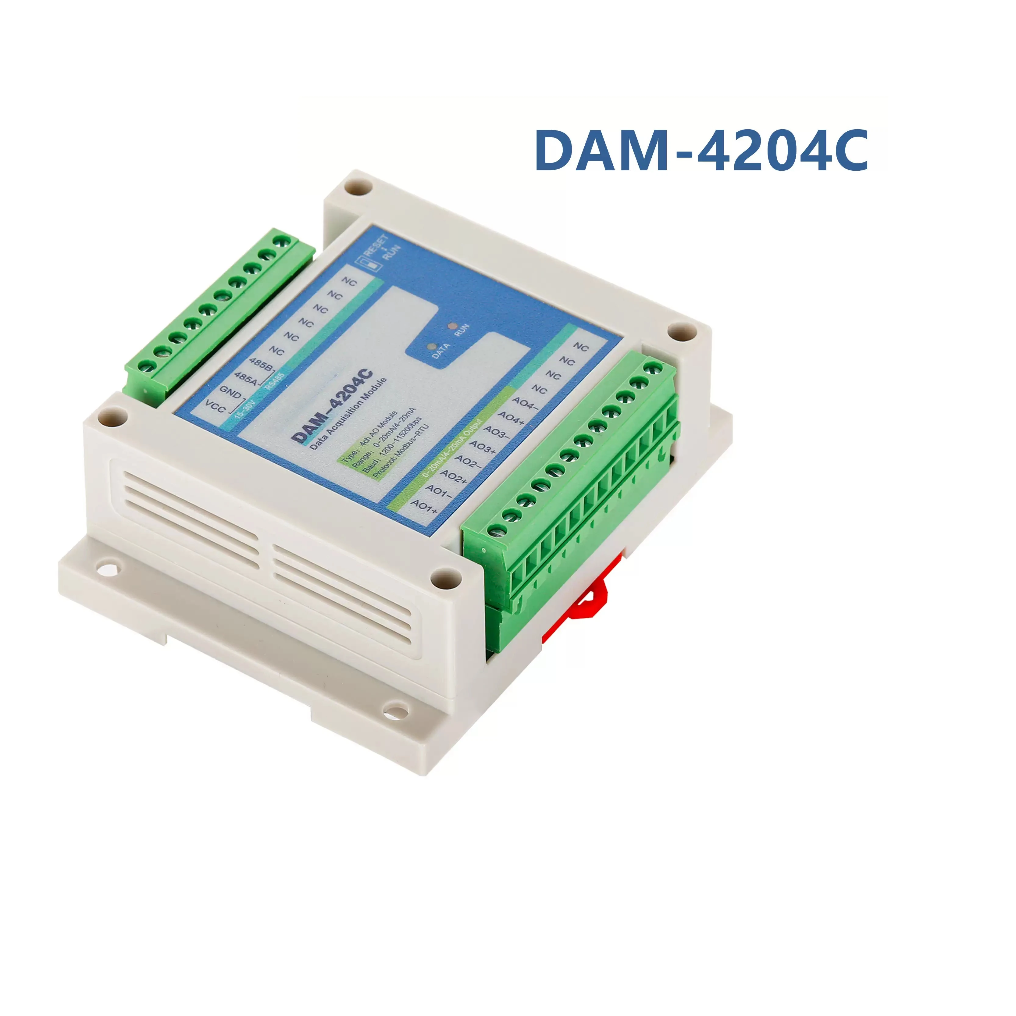 RS485 to multi-channel 4-20mA current output to analog quantity for Modbus-RTU communication slave protocol AO