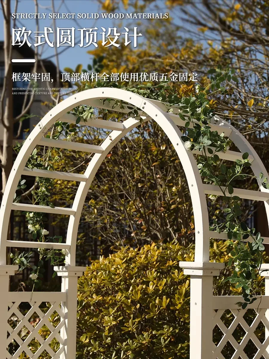 Silla de ocio de madera antiséptica para patio al aire libre, asiento enrejado de arco, jardín, silla de parque al aire libre, Banco de descanso