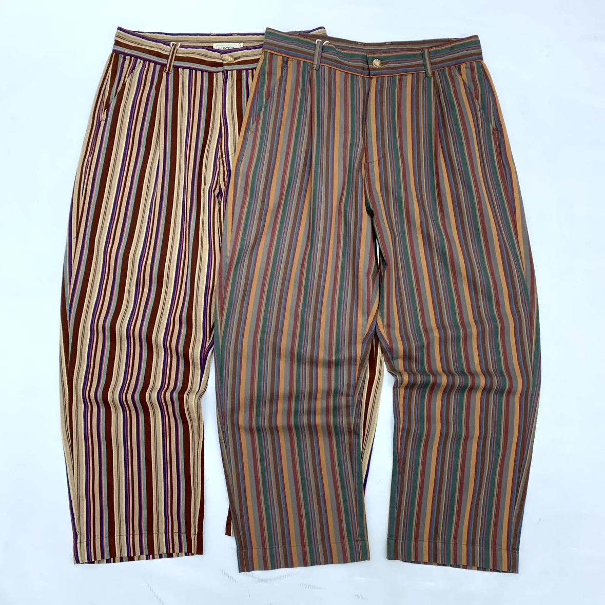 

Autumn New British Style Low-crotch Straight-leg Colorful Striped Casual Pants Men's Fashion 100% Cotton Loose Wide-leg Trousers