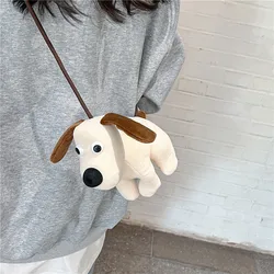 Korean fashion girl plush dog shoulder bag female 2023 new cute cartoon doll bag female crossbody bag