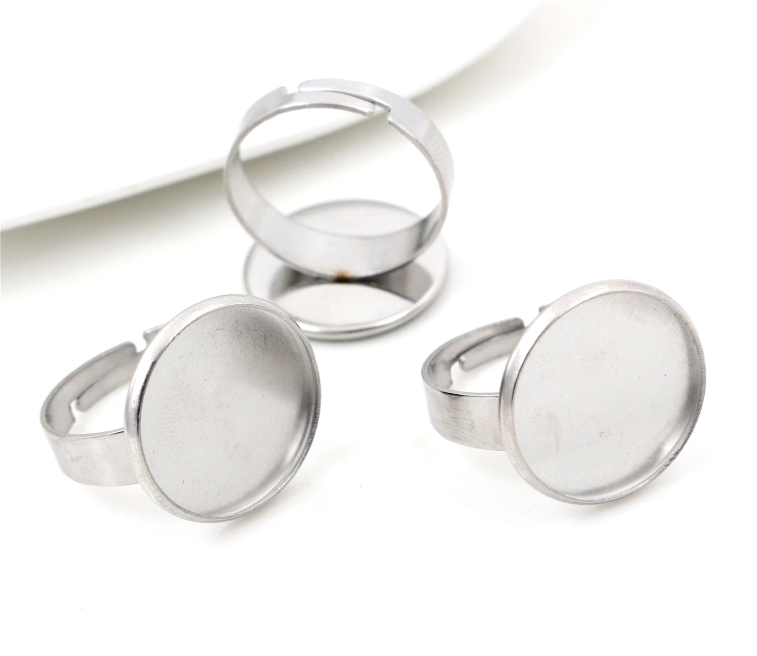 Bague ajustable en acier inoxydable, ne se décolore pas, Cabochons en verre, 10/12/14/16/18/20/25mm