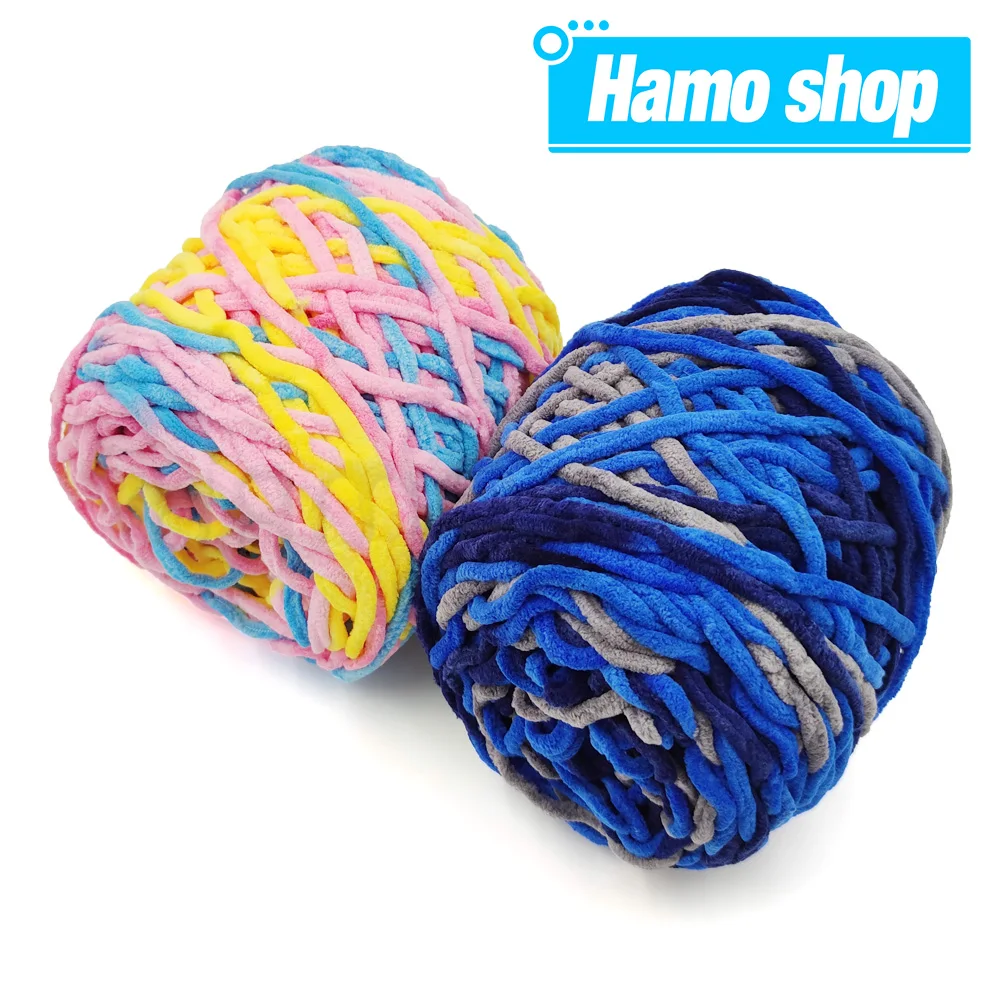 1 Stück 160 g weiches, flauschiges, dickes Chenille-Garn, Eisstreifen-Design zum Häkeln, Stricken, Decken, Schals, Hüte, Socken, Kleidung, DIY-Projekte