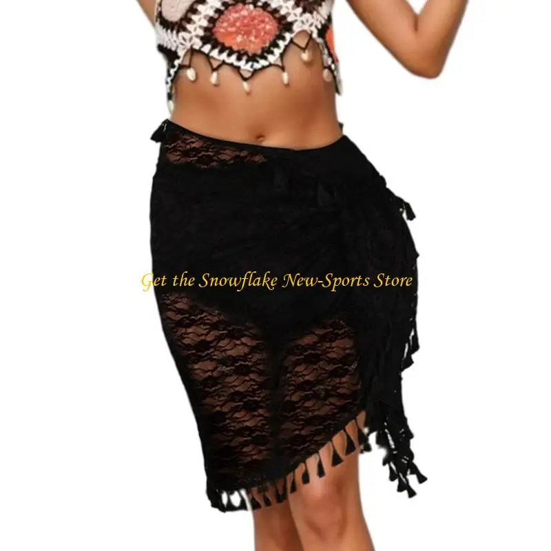 E56D Women Beach Gonna Flower Pattern Flower Swimsuit Wrap Skirts Ladies Beach Copertura