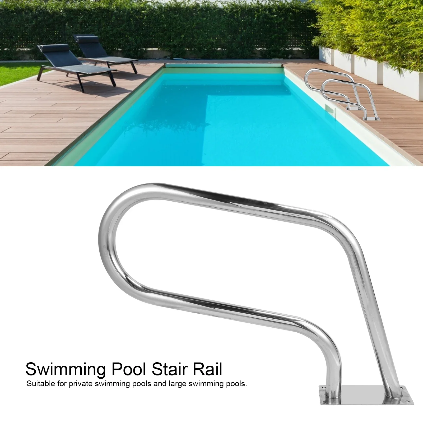 

Thickened Swimming Pool Handrail 304 Stainless Steel Pool Stair Rail For Private Swimming Pools