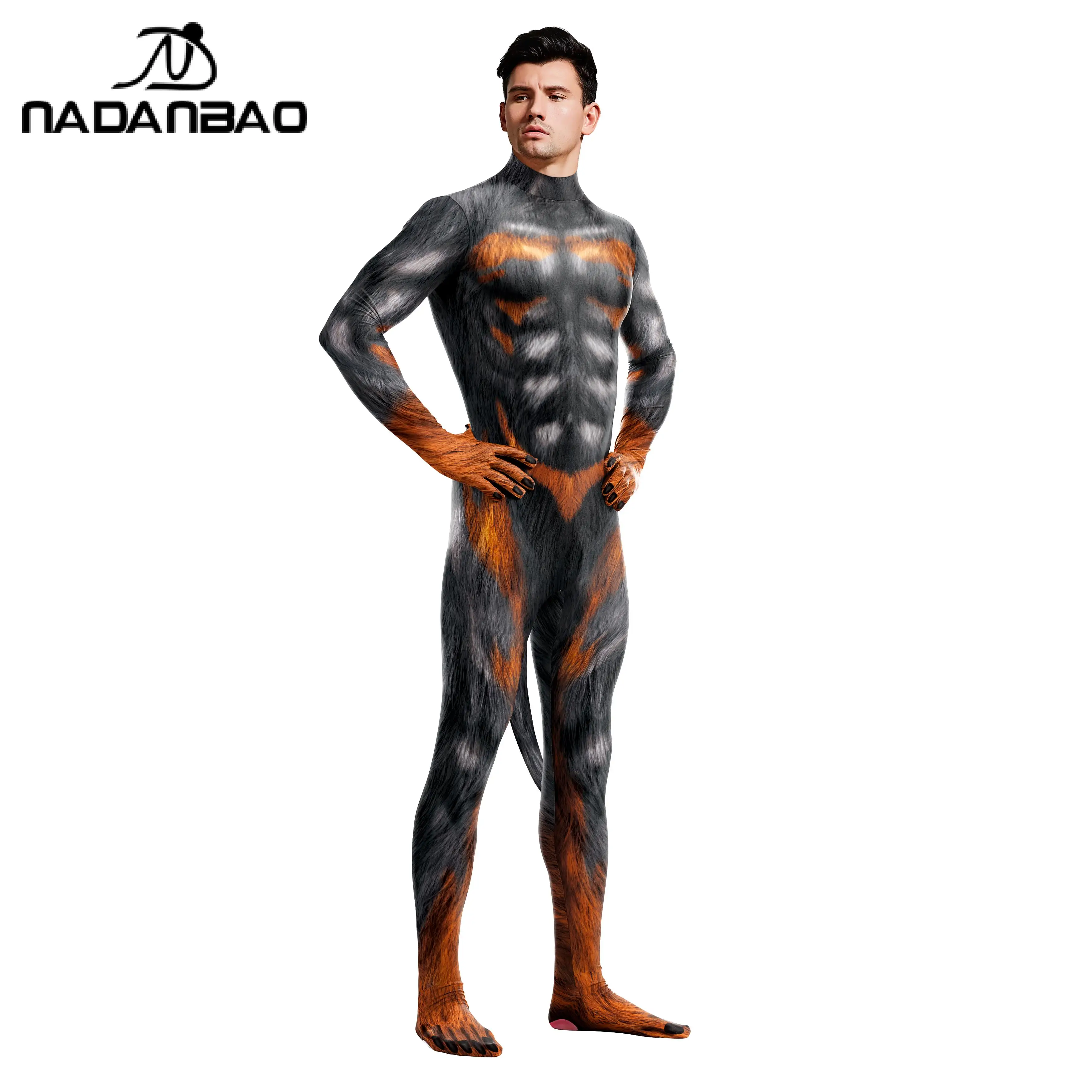 NADANBAO-Costume de cosplay animaux pour adultes, costume de batterie, IQUE dex Moon Zentai, combinaison à motif léopard, vêtements de batterie avec queue