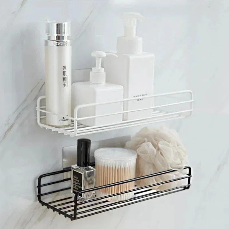 1pc Bathroom Shelf Wall Mounted Corner Storage Shelves Shampoo Holder Iron Shower Drain Basket Bathroom Accessories Organizer