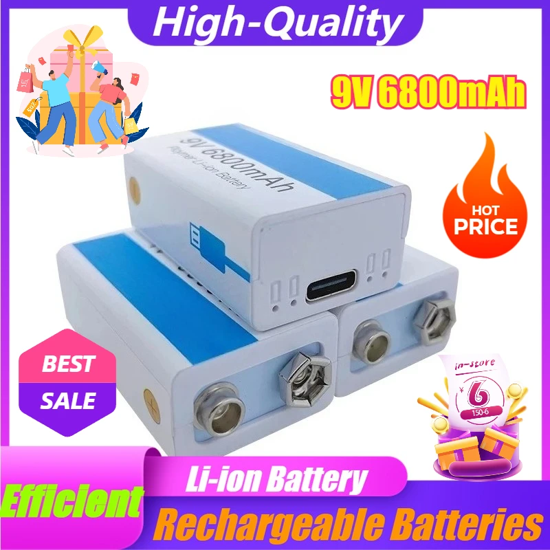 

2022 9V 6800mAh Lithium-ion Rechargeable Battery Micro USB Battery 9V Lithium Battery