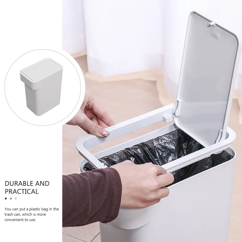 

Push-Type Trash Can 8L PP Material Impact Resistant Round Edge Smooth Surface Air Tight Lid for Kitchen Bathroom Office Home Use