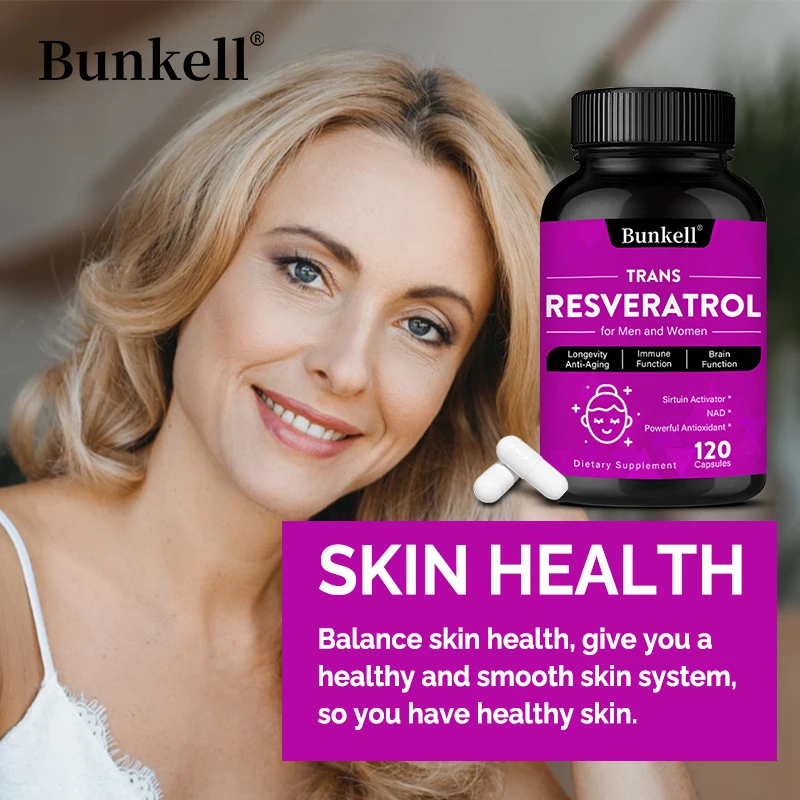 

Resveratrol Capsules, Anti-aging Antioxidants, Help Brain Health, Immune System Health, Improve Skin Health and Overall Health
