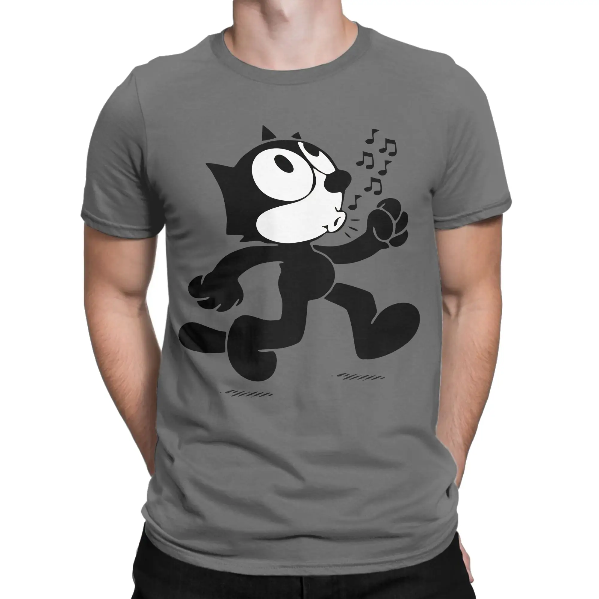 Felixes The Cat Walking  T-Shirts for Men Women  Fashion 100% Cotton Tees Crew Neck Short Sleeve T Shirt Gift Idea Tops