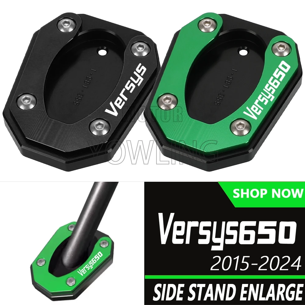 

For KAWASAKI Versys650 VERSYS 650 Tourer 2015-2023 2024 2025 2026 CNC Aluminum Motorcycle Enlarged Pad Side Stand Foot Kickstand