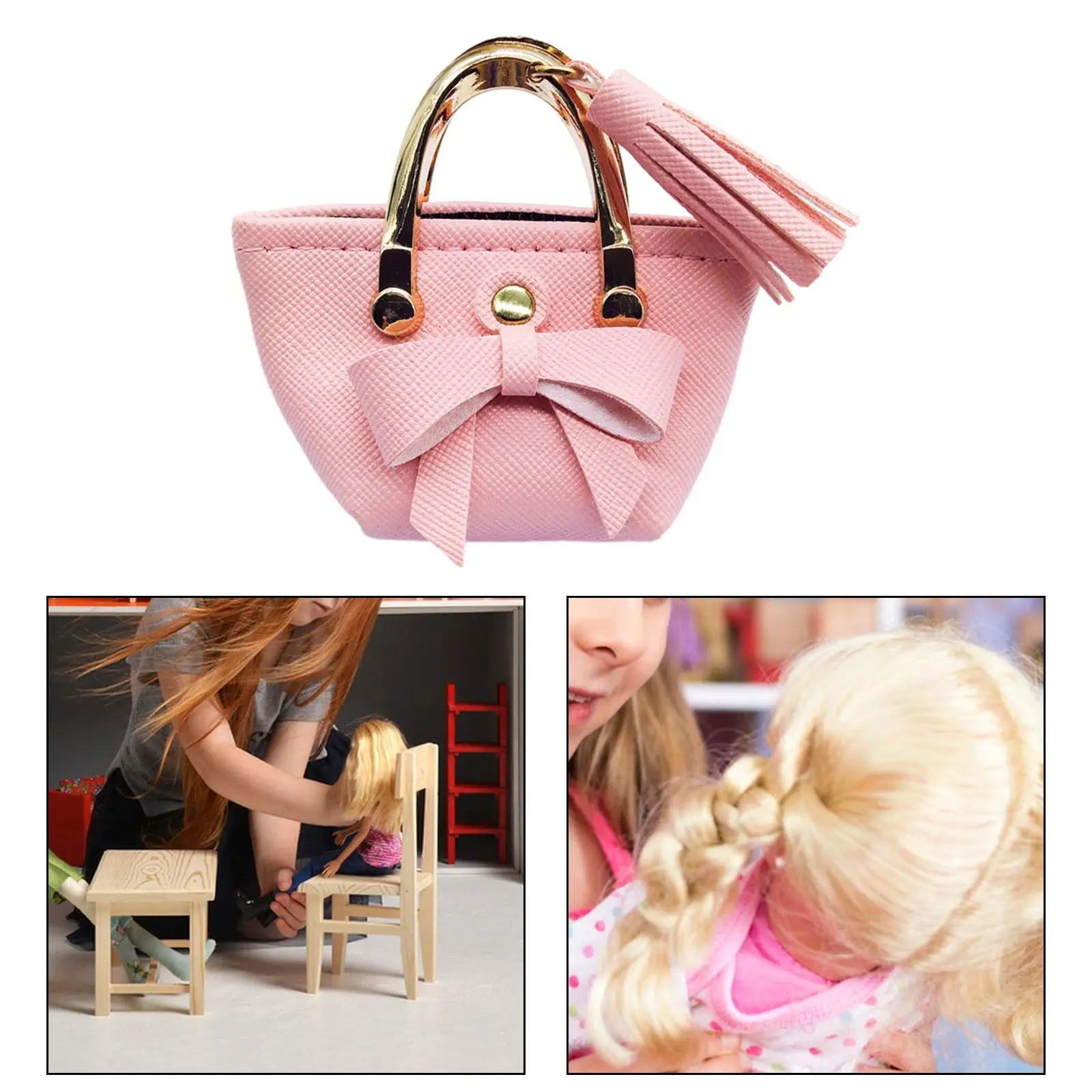 Borsa Tote Miniatura alla Moda in Scala 1:6 per Bambole BJD, Accessori per Outfit, Decorazione Casa delle Bambole in Pelle PU, Regalo