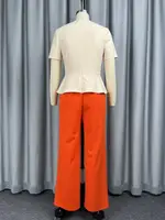 Women Colorblock Jumpsuit O Neck Short Sleeve 3D Flower Peplum Wide Leg Long Pants Elegant African Causal Office Church Outfit - Image 4