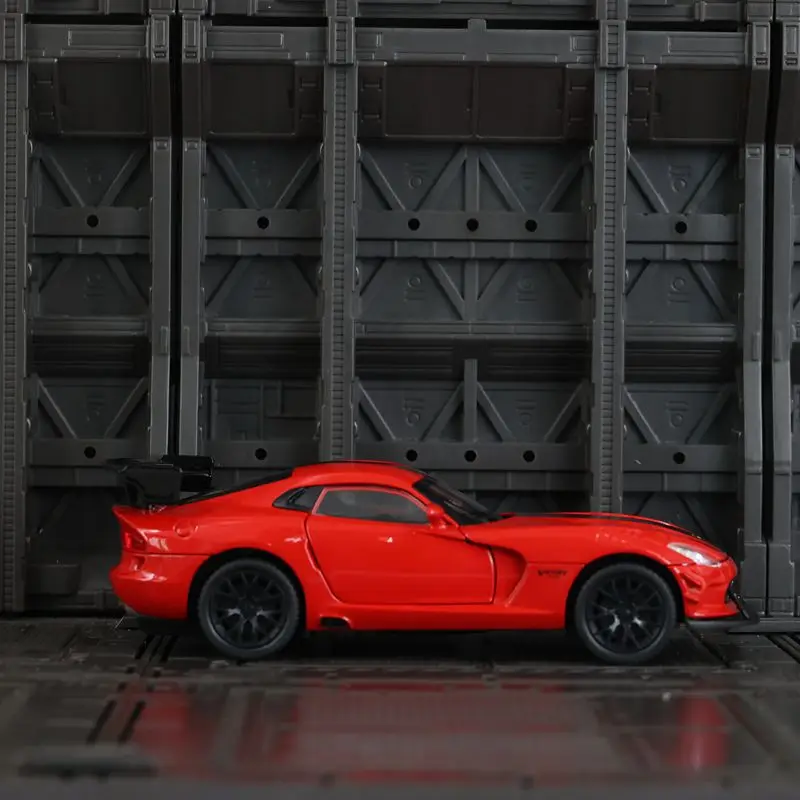1:32 Dodge Viper Alloy Car Model Ornament Collection, portas e capô do motor, porta-malas pode abrir, carro de brinquedo para meninos