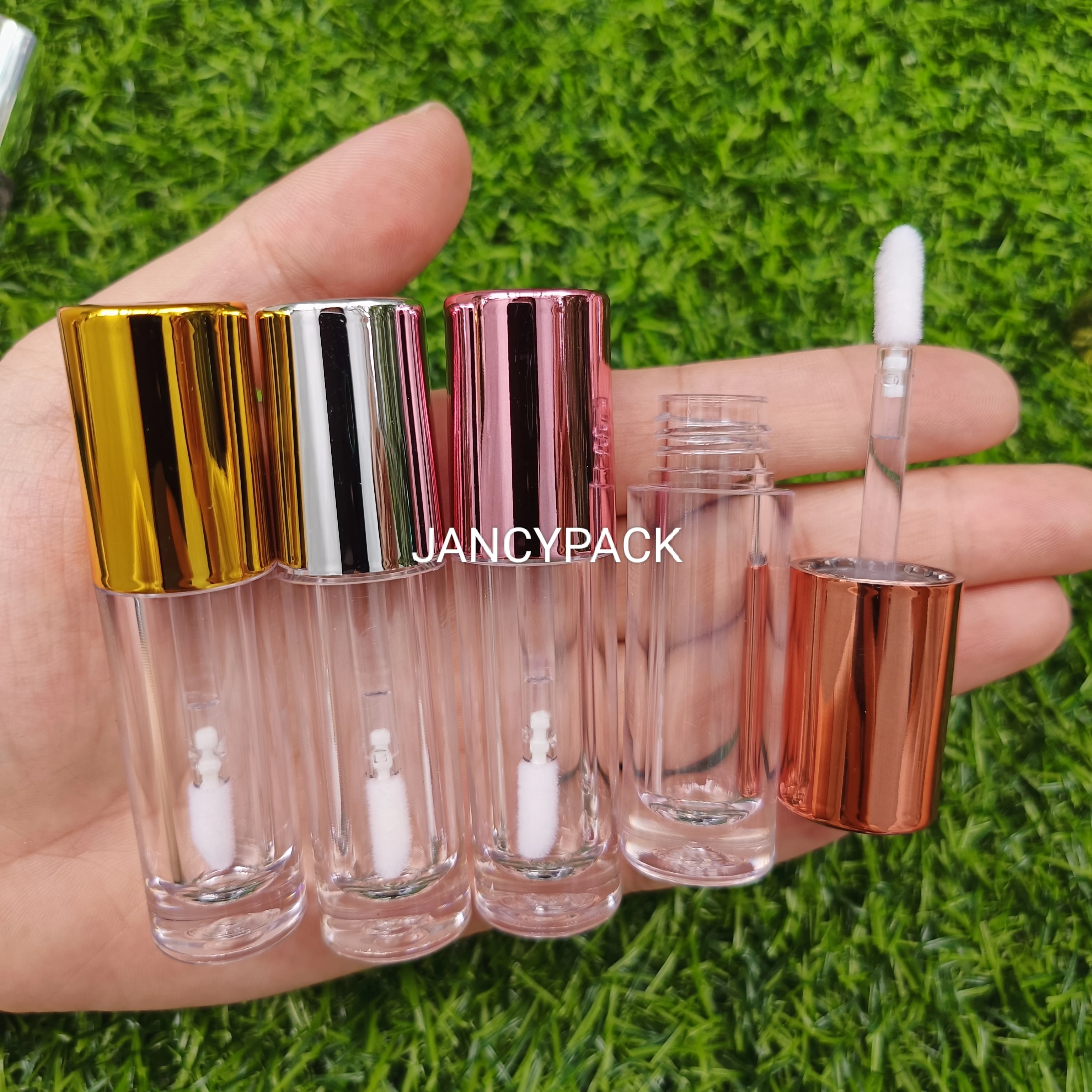 

2.5ml rose gold silver Cosmetic Lipgloss Packing Container round sample mini Lipstick bottle Lip Gloss Lip Glaze travel Tube