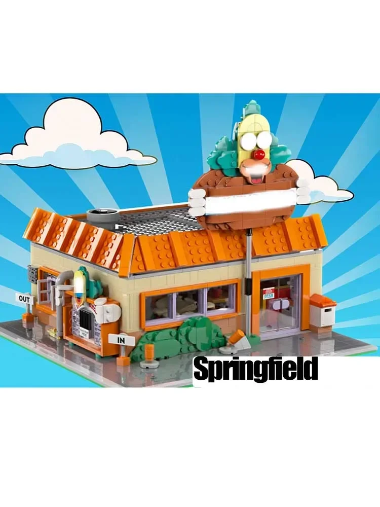 Moc ビルディングレンガモジュラー Sprngfield バーガー映画モデルテクノロジーブロック DIY シティストリートビューセットアセンブリクリスマスギフトおもちゃ