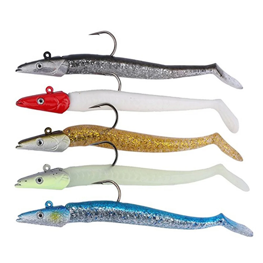 1Pcs Jig Lead Head Soft Fishing Lure with Hook 11cm 20g T Shape Tail Artificial Bait Swimbait Fishing Pesca Tackle For Seabass