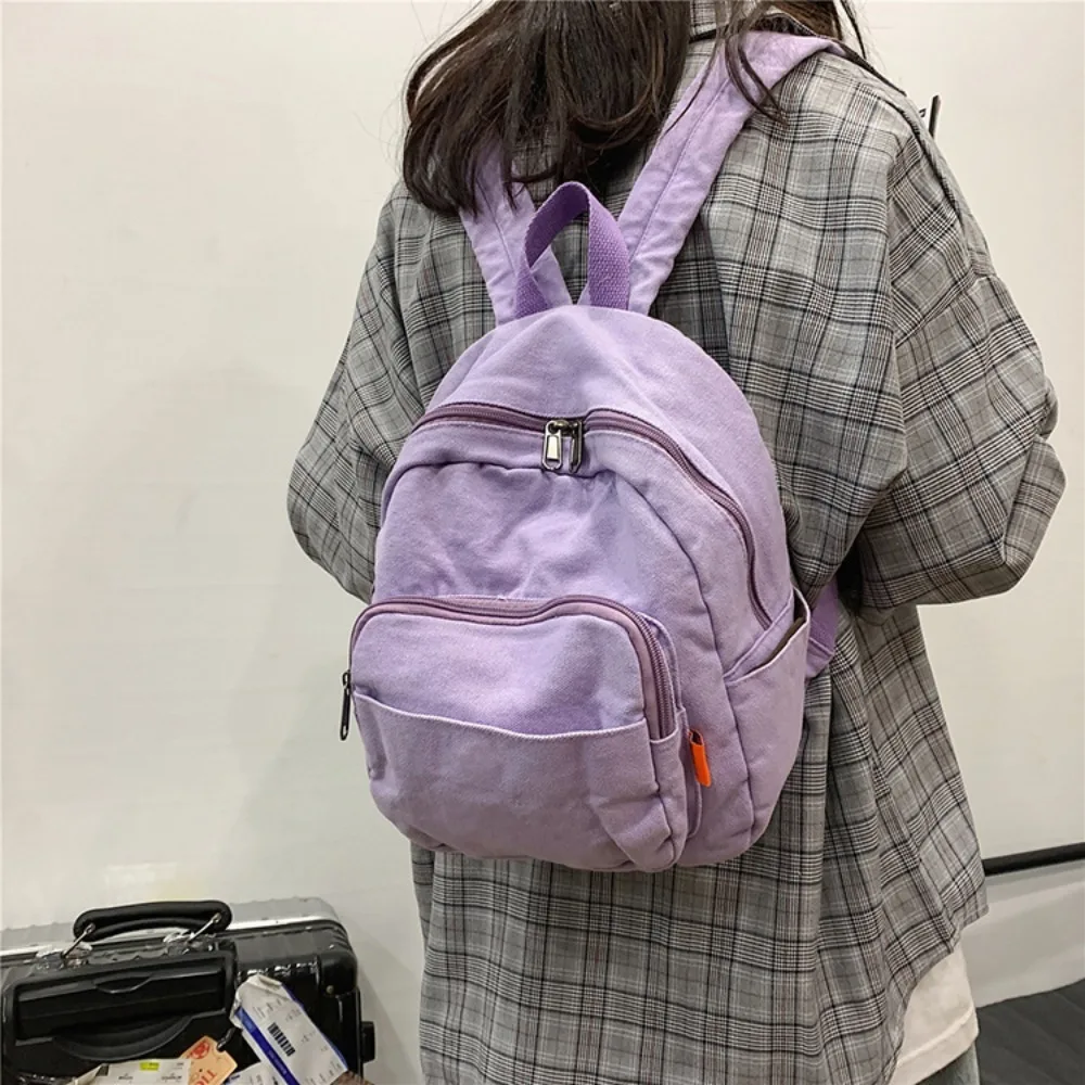 Canvas Women Small Backpack Vintage Feminina School Mini Backpack Women Bagpack Female Solid Girl