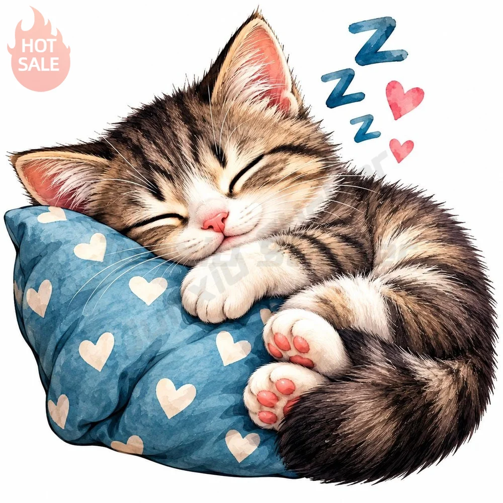 Adorable Sleepy Cat Cute Sleeping Creative PVC Decal For Car Body And Rear Window UV Protection Sticker Vehicle Accessories