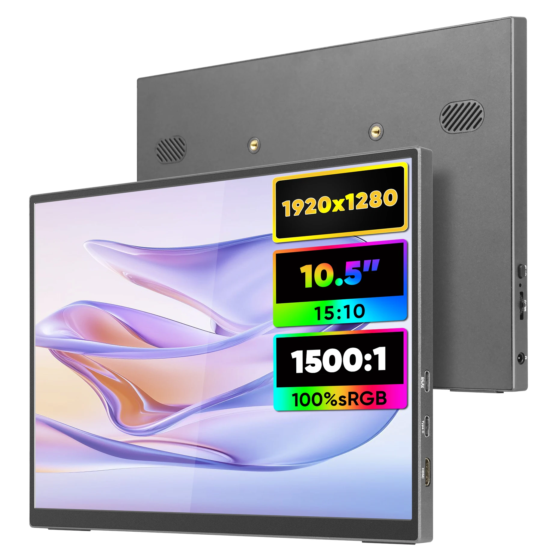 

10.5 Inch IPS LED Widescreen Monitor Extra Type-C Dual Portable Smart Extender for Gaming Mobile Laptop Computer 1920*1280P