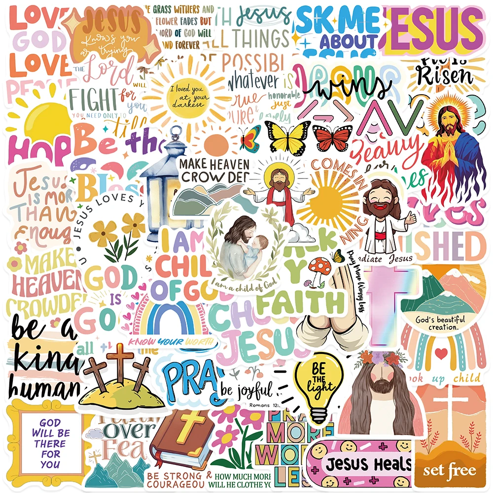 52pcs Bible Verses Stickers Decals For Phone Scrapbook Luggage Helmet Guitar DIY Aesthetic Waterproof Stickers Kids Toys Gifts