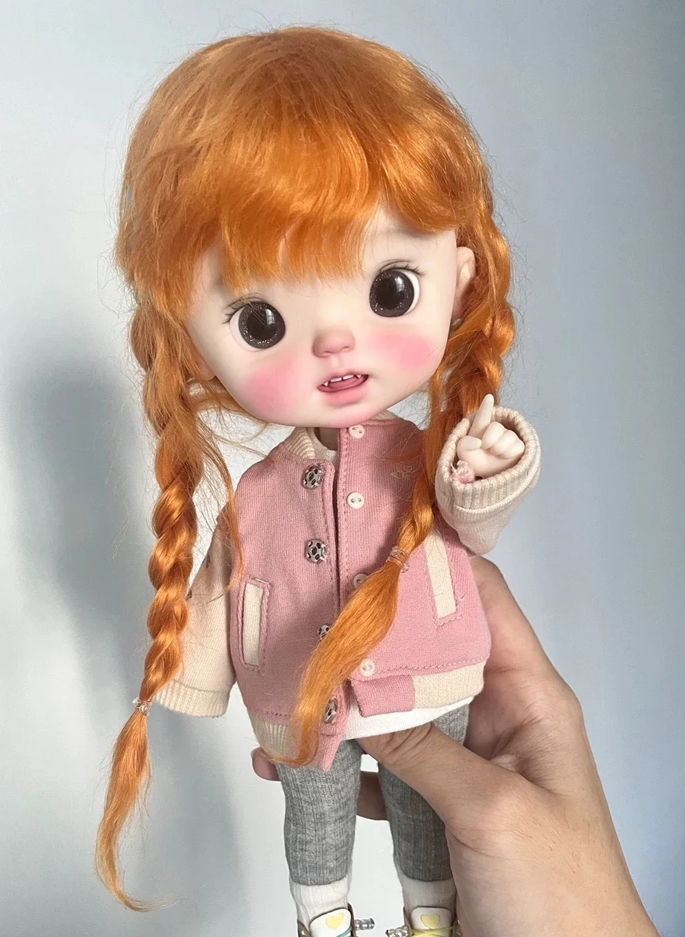 Double Eyelid and Single Eyelid Girl Doll, Resin Toy, 1:6 Tongue Out Girl, Birthday Gift, Novo, Spot Makeup, Frete Grátis, 25cm