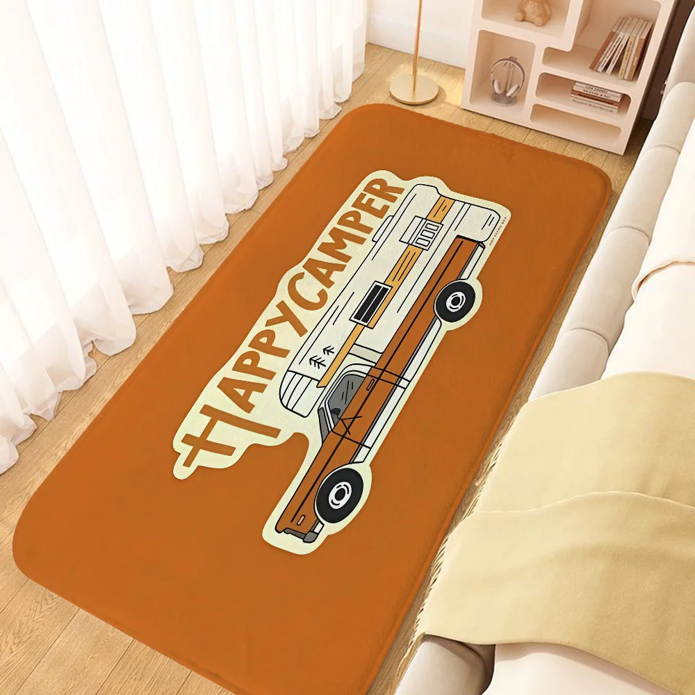 Happy Camper Daisy Home Decoration Non-slip Kitchen Mat Doormat Entrance Door Room Floor Carpet for Bedroom Bathroom Rug Balcony